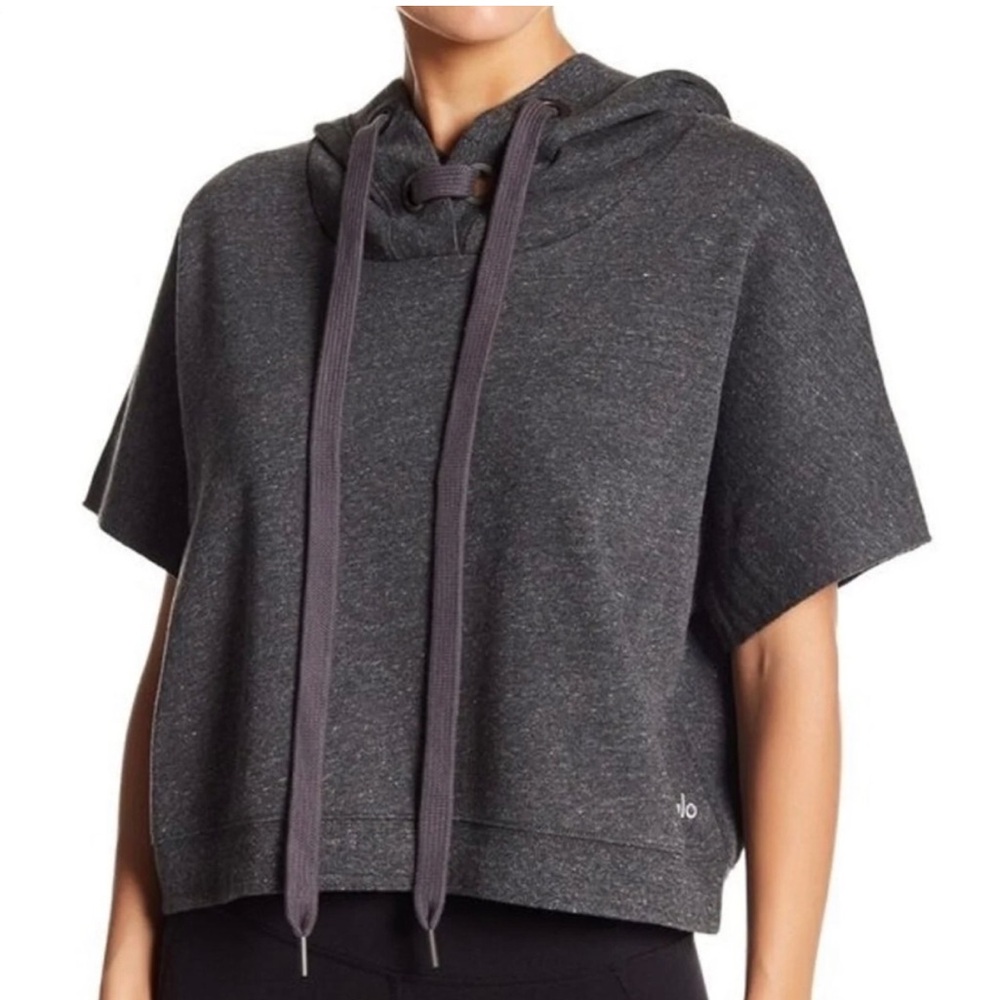 ALO Yoga Realm Charcoal Short Sleeve Hoodie